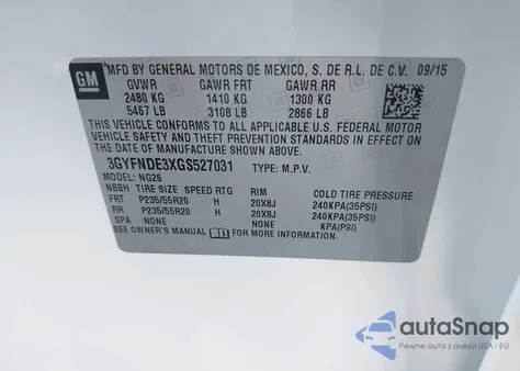 2016 Cadillac Srx Premium Collection from USA, damaged, VIN 3GYFNDE3XGS527031